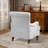Chenille Tufted Back Recessed Arms Accent Club Chair With Wooden Legs-1034337234