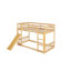 Lit superposé simple au-dessus d'un lit simple, lit superposé au sol avec rampe d'escalade, échelle, garde-corps de sécurité-2049817999