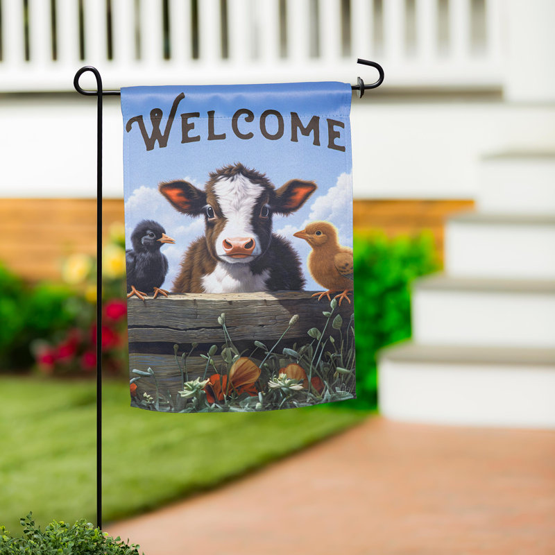 Drapeau de jardin Cow and Chicks