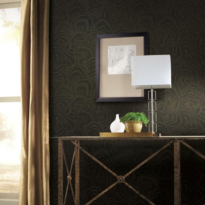 Geodes Abstract Metallic Wallpaper Double Roll, Black