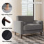 Fauteuil club capitonné avec accoudoirs carrés en velours côtelé gris clair Iliana avec 2 coussins-655116708