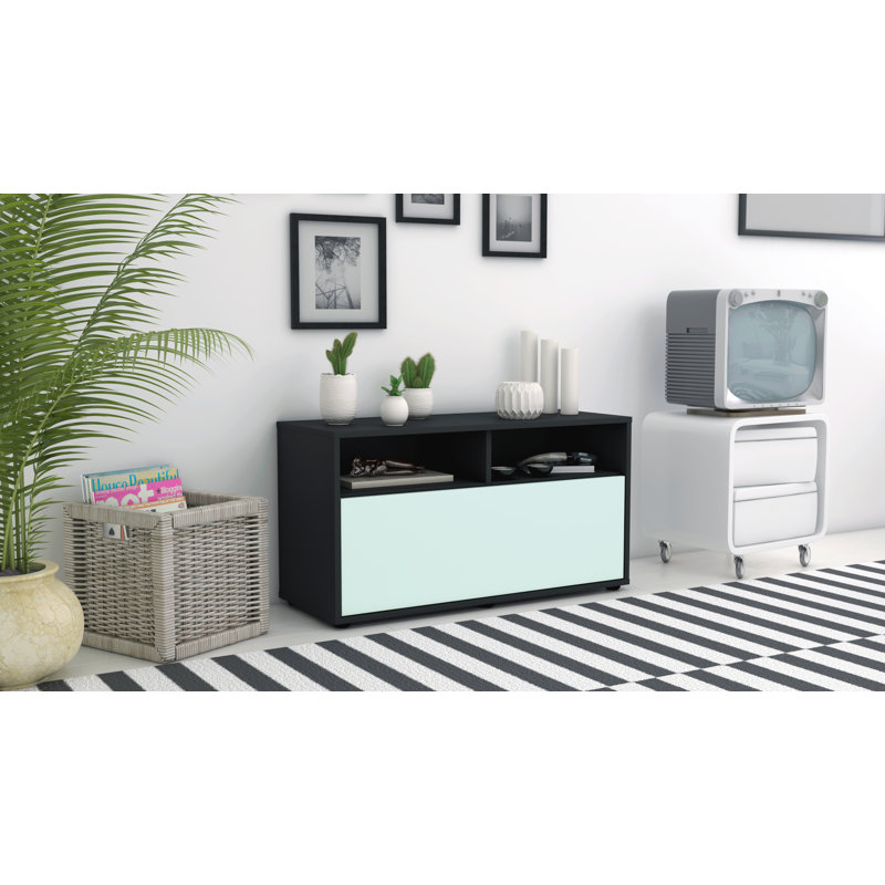 Isai 92 cm W Chest of Drawers, Light Blue / Matte Anthracite