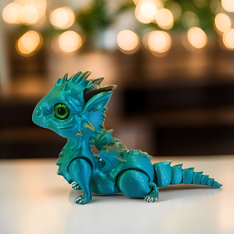 Figurine de dragon 3D l 5,75 po, Bleu, H 4,5 po x l 5,75 po x P 2,5 po
