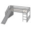 Lit mezzanine simple à escalier avec deux tiroirs et glissade, gris