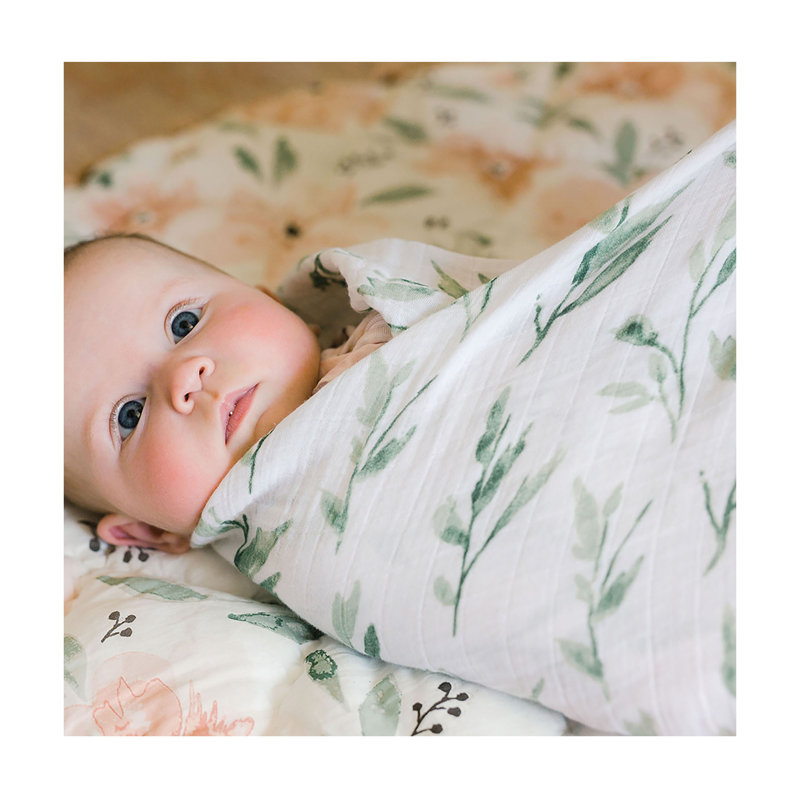 2-Pack 100% Cotton Swaddle, Soft and Durable Floral Pattern by Crane Baby