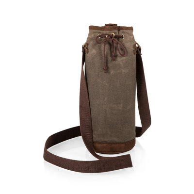 Waxed Canvas Single Bottle Insulated Tote Bag