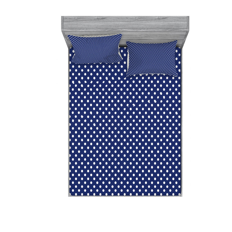 Microfiber Polka Dots Sheet Set, Queen Sheet Set with Fitted Sheet