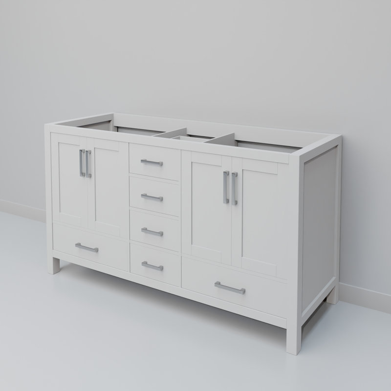 Meuble-lavabo double l 60 po x P 22 po Jacques, Blanc