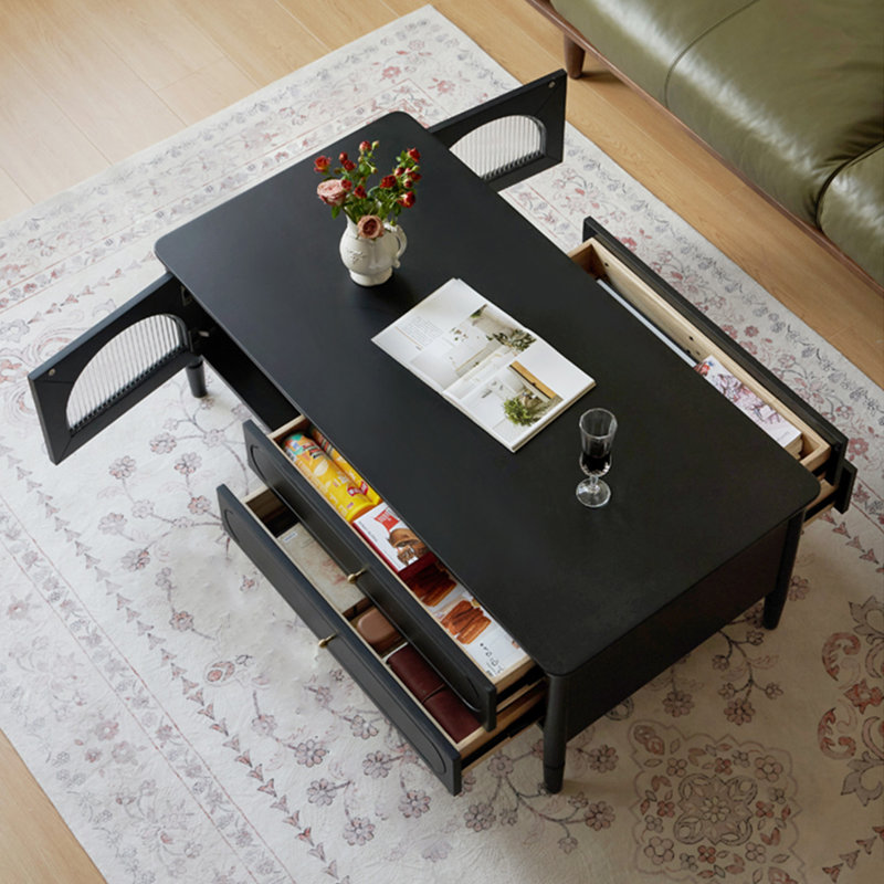 Retro rectangular solid wood coffee table