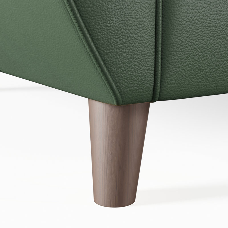 Marylin 3 Seater Leather Sofa, Dark Wood, Hunter Green