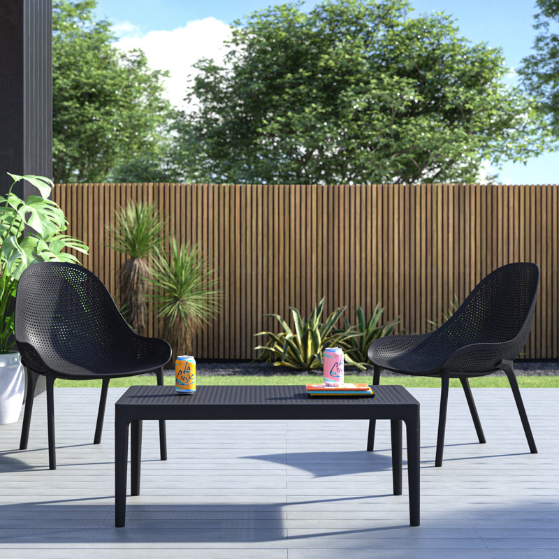 Farrah 2 - Person Patio Conversation Set, Black