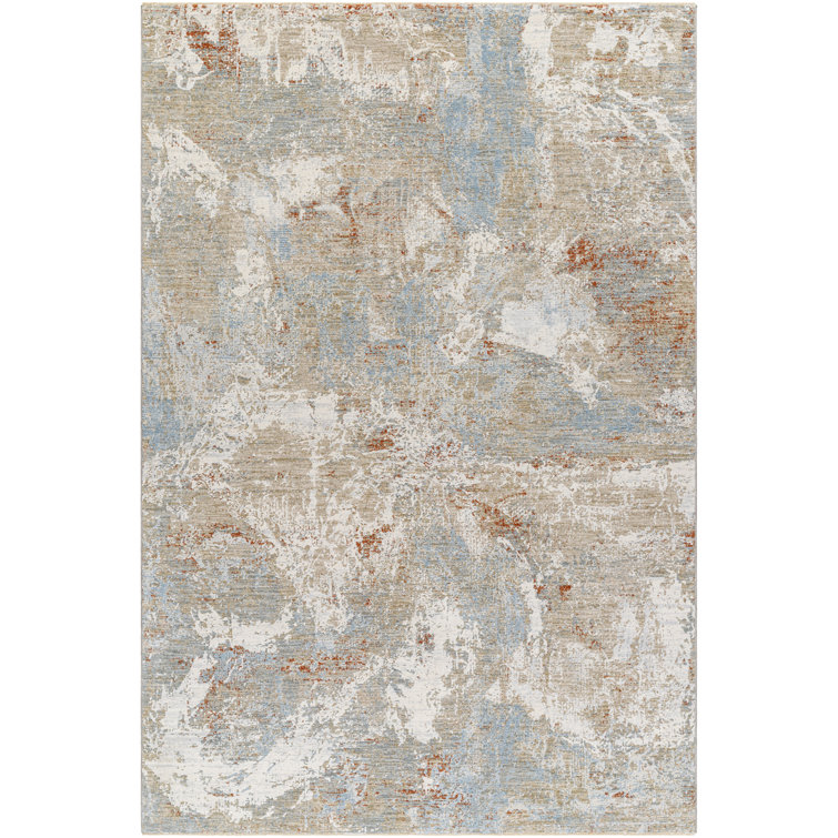 Avia Abstract Machine Made Power Loomed Polypropylene Area Rug in Blue/Rust/Beige/Gray