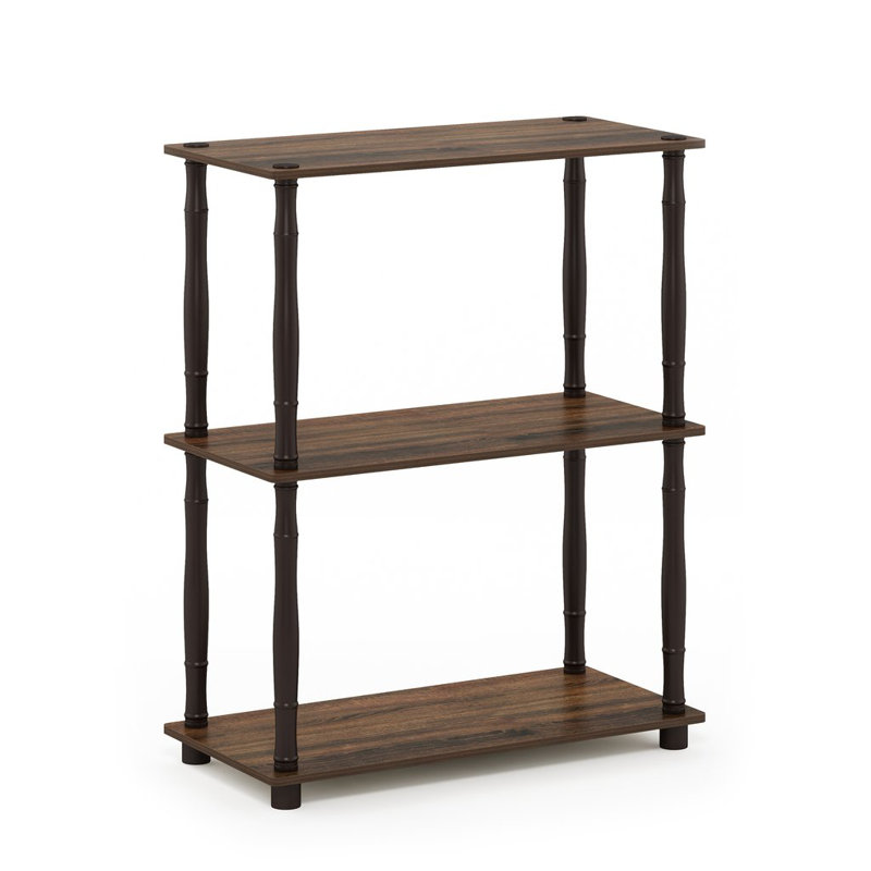 Decorius Etagere Bookcase, Walnut/Brown Bamboo Tube, (4 Shelves) 43.25" H x 23.6" W x 11.6" D