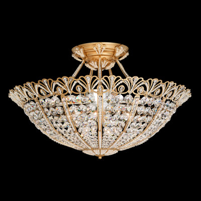 Rivendell 17 Light 30In X 19.5In Semi-Flush Mount In Antique Silver And Radiance Crystal