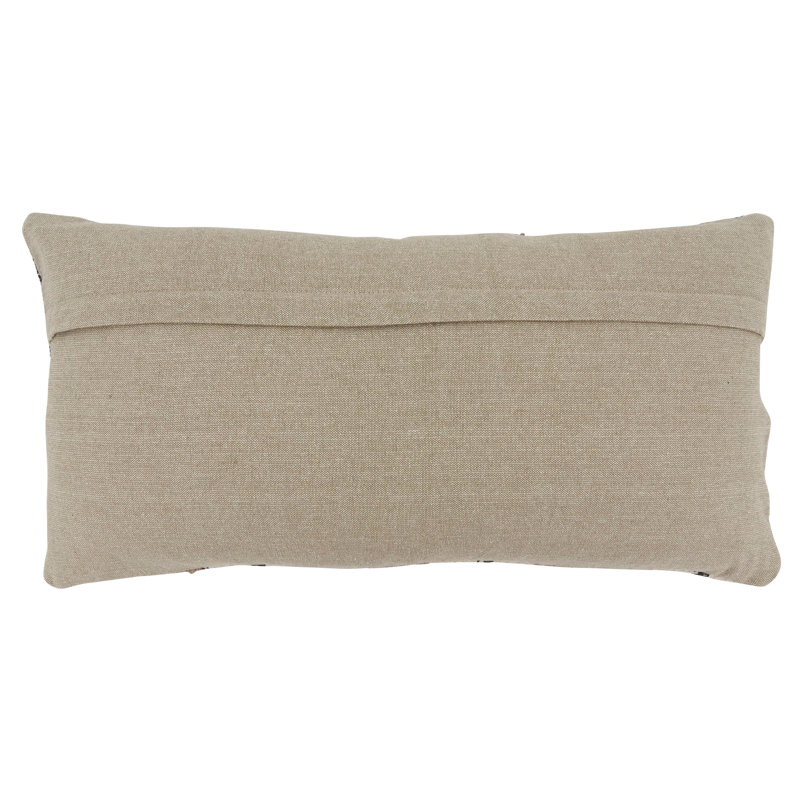 Natural Chevron Embroidered Rectangular Cotton Throw Pillow