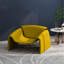 Fauteuil d'appoint moderne en similicuir, fauteuil lounge sculptural incurvé de 78 cm de large, fauteuil de lecture rembourré en cuir PU pour salon, chambre ou bureau-582250709