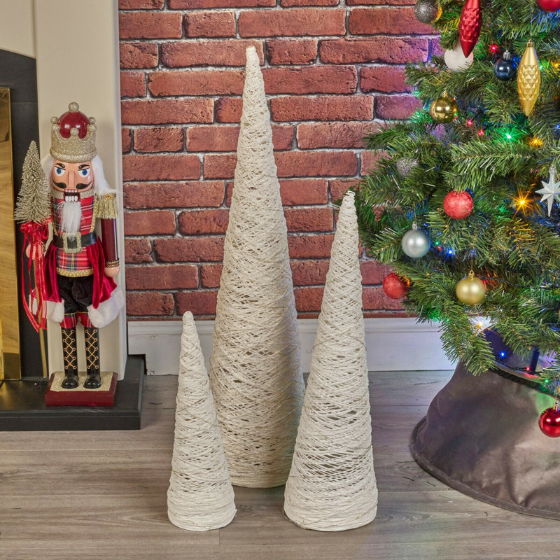 Christmas Decorative Accent, 40cm H x 12cm W x 12cm D, White Glitter