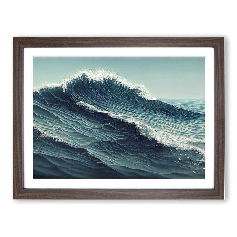 Sublime Ocean Wave - Single Picture Frame Print, 46cm H x 64cm W x 2cm D, Walnut Framed