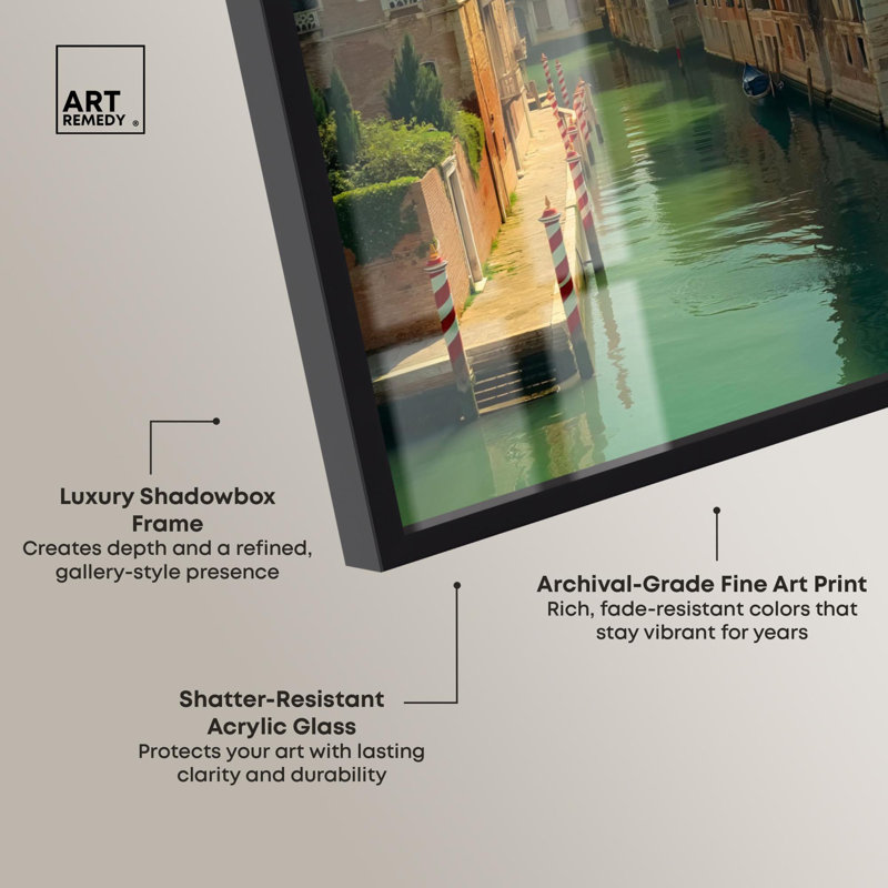 «Venetian Set Travel Shadowbox» par Art Remedy, Noir, H 17 po x l 24 po