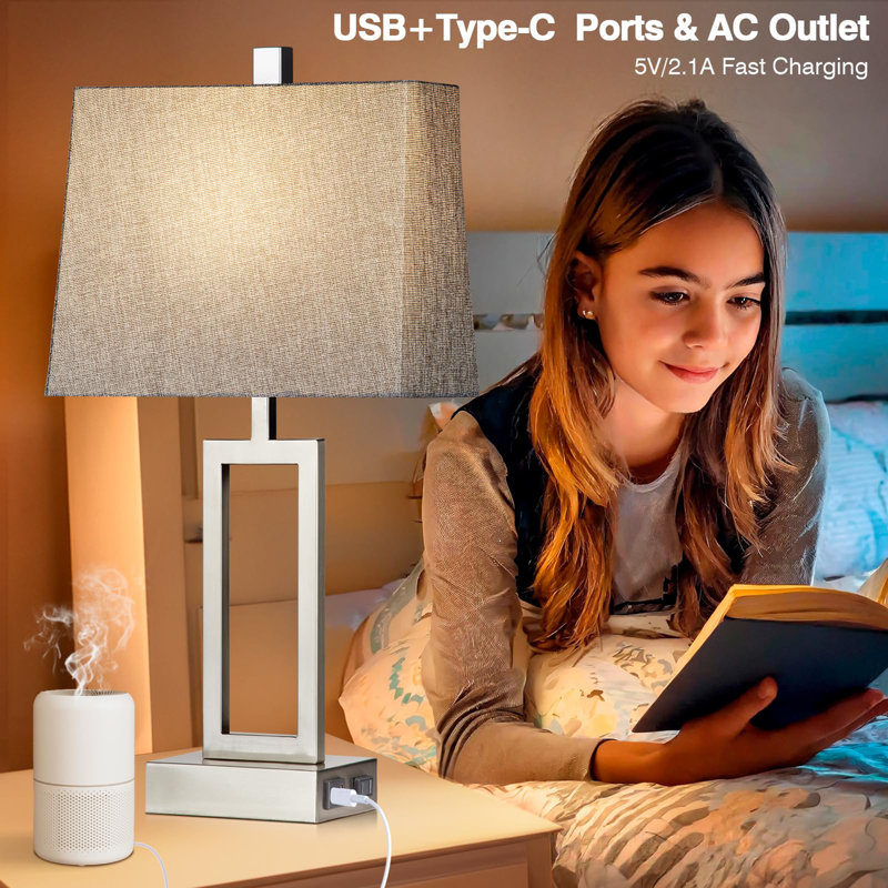 23.5" Touch Control Table Lamps, Silver, Gray