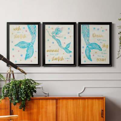 «Mermaid Dream», ensemble de 3 peintures sur toile encadrées