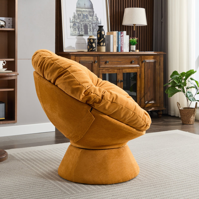 Fauteuil d'appoint pivotant surdimensionné, fauteuil demi-tonneau pivotant à 360 °, fauteuil Papasan pour la chambre à coucher du salon