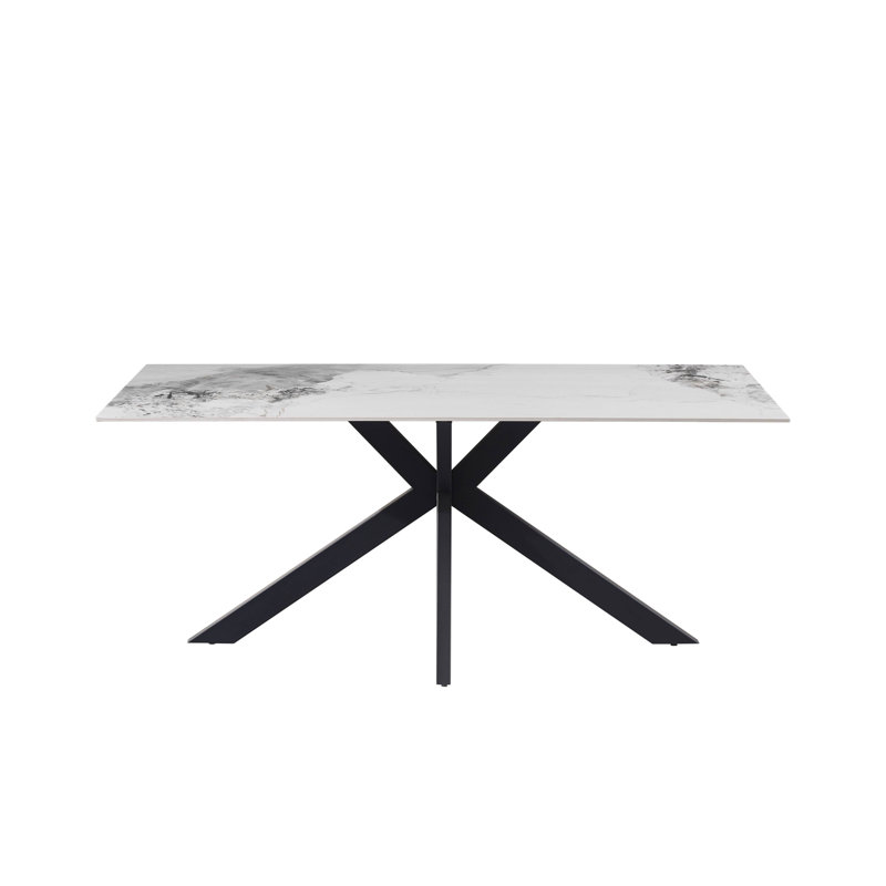 Heaven Metal Base Dining Table, White Marble