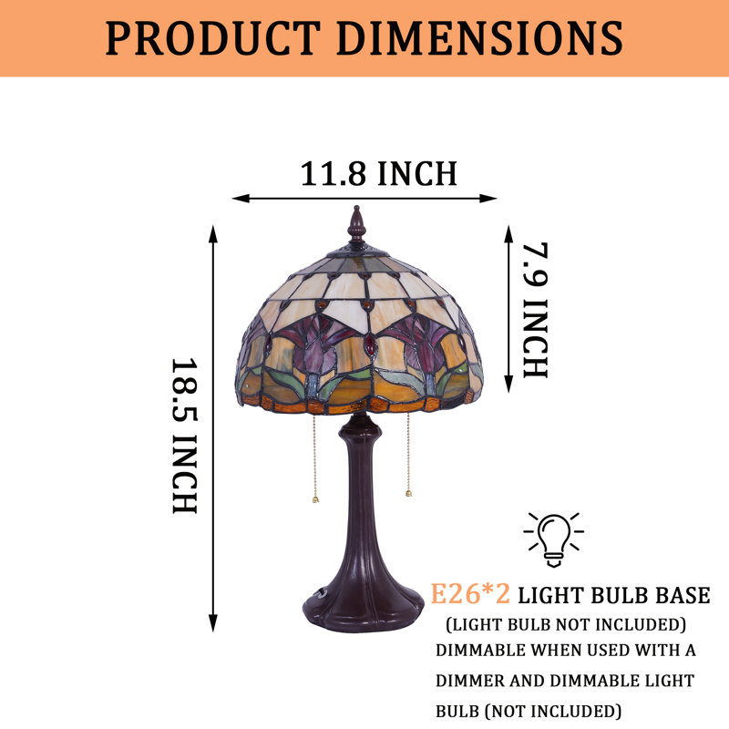11.8"2-light Tulip Tiffany Table Lamp