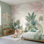Décoration murale fleurs de cerisier roses et feuilles tropicales amovibles-638102864-638102875