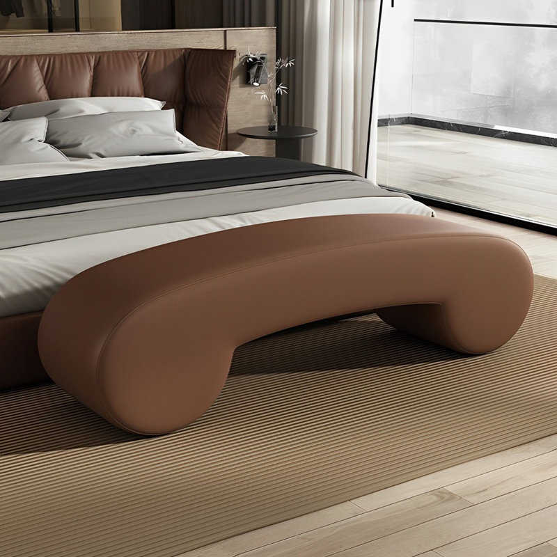 Banc rembourré en cuir Tierone Match, Brun