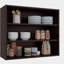 Armoire murale de rangement ouverte en noyer teint