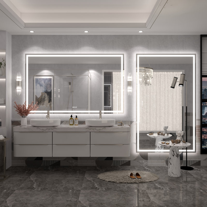Miroir de salle de bain mural Molly, 66 po x 40 po, Transparent
