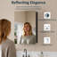 Armoire à pharmacie sans cadre avec miroir, encastré ou à fixation en surface, tablettes réglables en verre trempé, rangement grande capacité, porte réversible-428814976-428814977