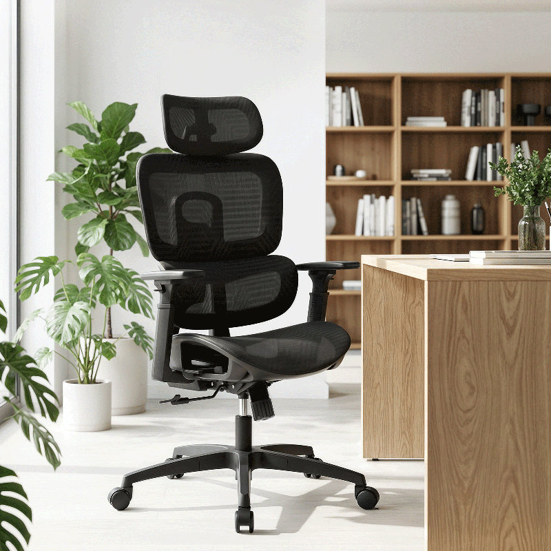 Ergonomic Office Chair, Rolling Task Chair with Adjustable Headrest, Armrest, Lumbar Support and Seat Depth