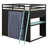 Full Size Loft Bed With Desk And Storage, All-In-One Wood Loft Bed With Wardrobe, Shelves, Blackout Curtains And RGB Lights-1564837551