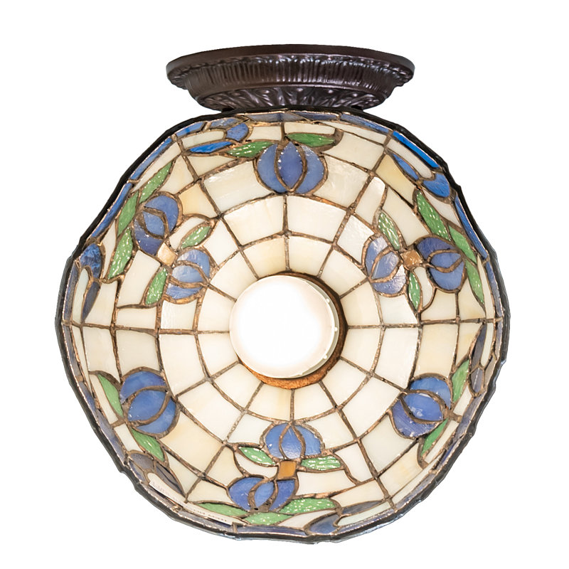 7" Wide Roseborder Wall Sconce, 9" H x 7" W x 9" D, White/Blue/Green/Orange