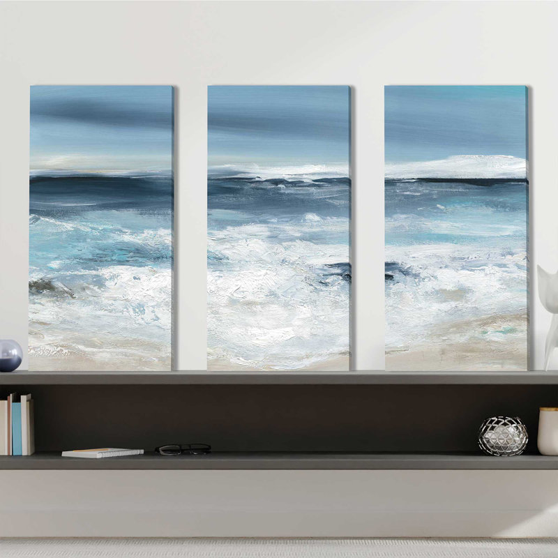 Long Beach - Ensemble de 3 peintures sur toile tendue, H 32 po x l 48 po x P 0,75 po