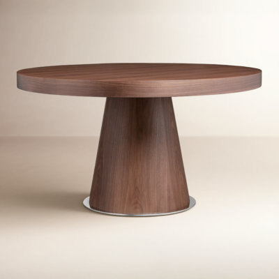 Pangea Home Modern Ronald Claudine 53'' Round Pedestal Dining Table – Contemporary Dining Table in Walnut Wood Finish- 6- Seat Table