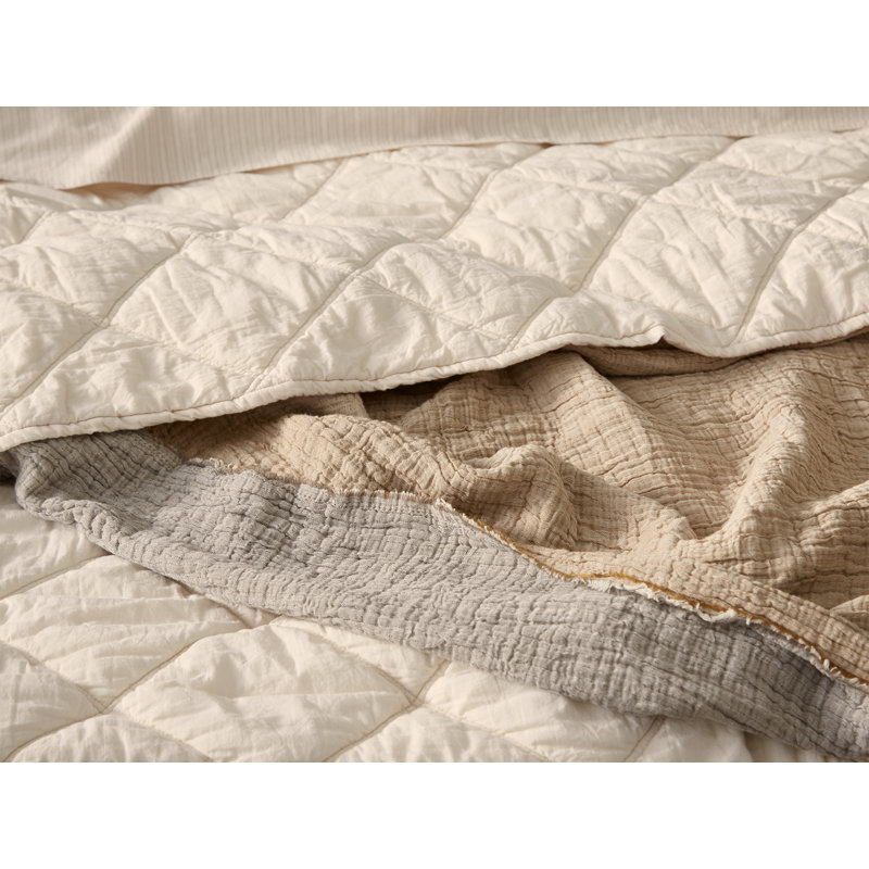 Diamond-Stitched Organic Cotton Comforter, Undyed, King Comforter