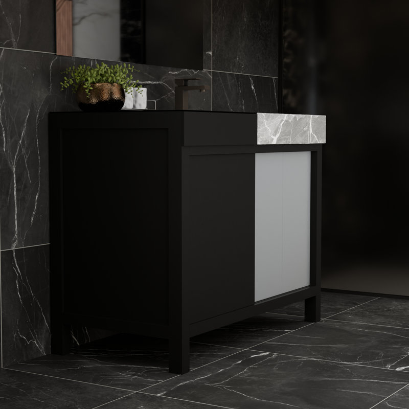 Zilara 42 " W Freestanding Standard Free Standing 1 Single Vanity Bathroom Vanity With Marble Top