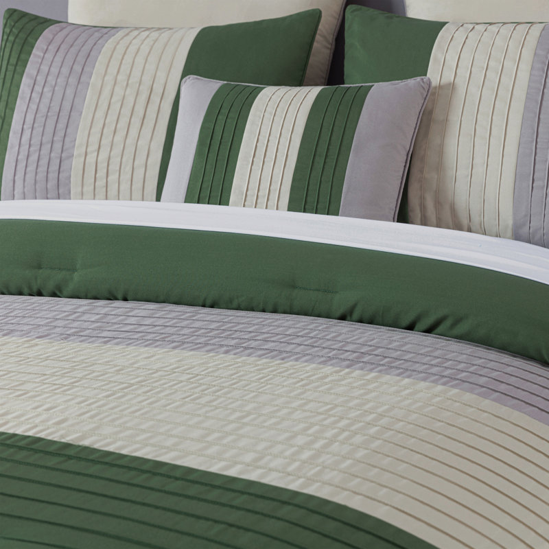 King Forest Green and Gray Microfiber Comforter Set