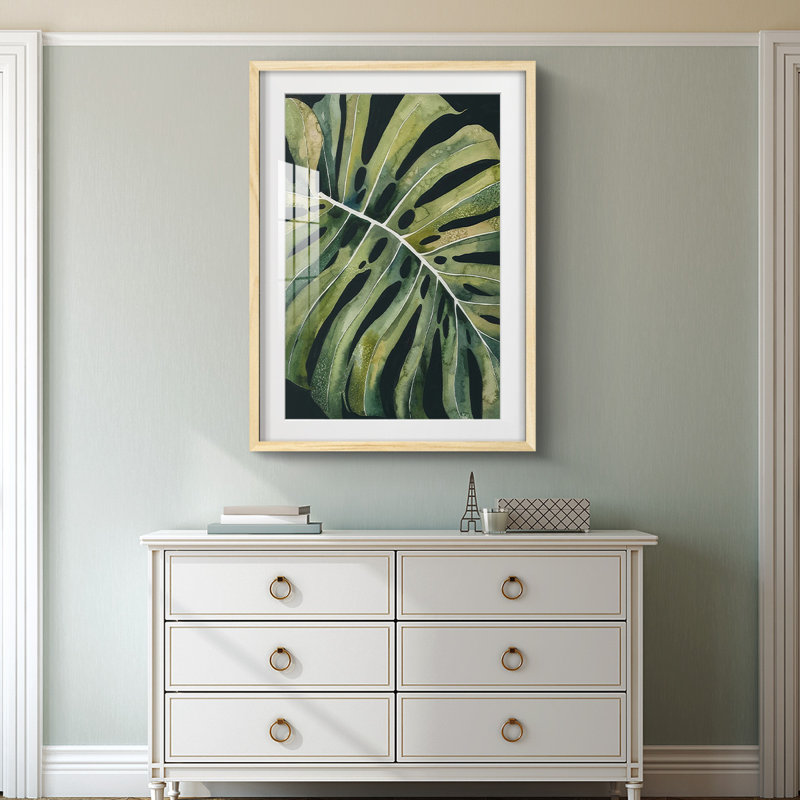 Nocturnal Monstera I - impression encadrée, Naturel, H 28,5 po x l 20,5 po