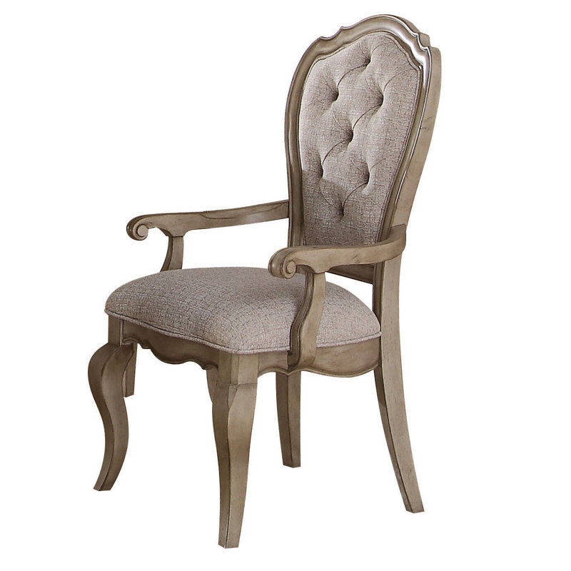 Cashel Tufted Arm Chair in Beige and Antique Taupe (Set of 2)