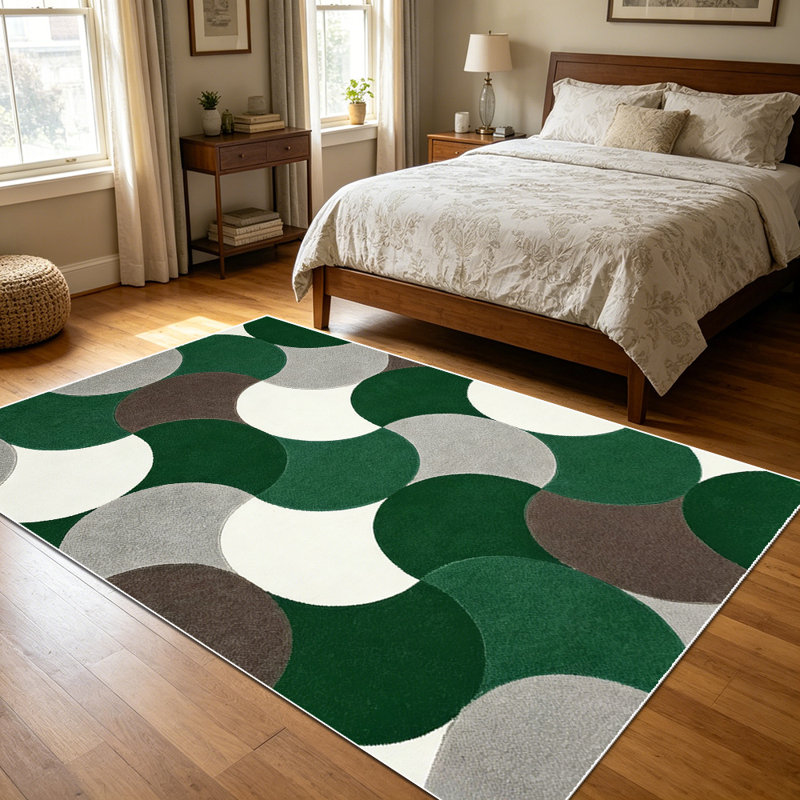1PC overlapping circular geometric pattern area rugs for Living Room, Soft and Comfortable, Suitable for all seasons, easy-to-maintain, machine washable Indoor floor mat, Under Table Farmhouse suitable for kitchen, dining room, bedroom, entryway,