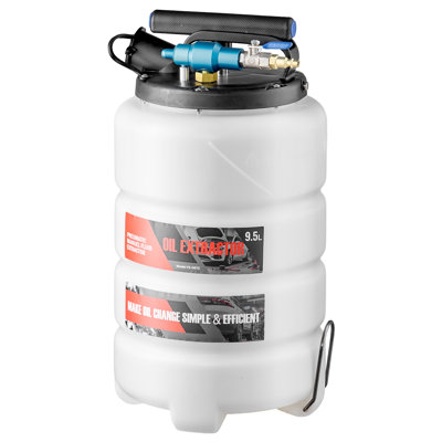 Fluid Extractor, 9.5 L Capacity, Pneumatic/Manual Vacuum Oil Extractor Pump with 59 in Long Horse & Three 47 in Extension Tubes, Oil Change Pump with PE Tank for Cars, Lawn Mowers, Boats
