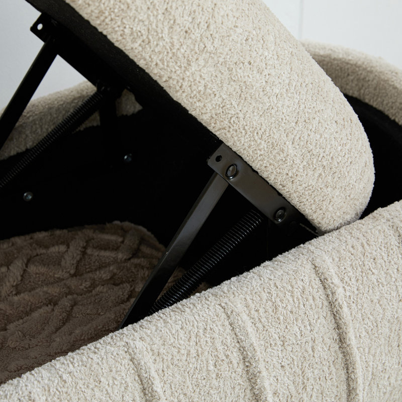 Banc de lit d'appoint rembourré avec couvercle rabattable et rangement intégré, largeur 140 cm (55,12 po), Light Camel