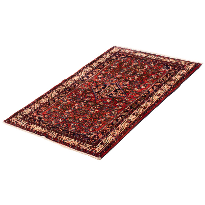 Tapis rouge en laine noué à la main 3 pi 5 po x 5 pi 4 po Andelz