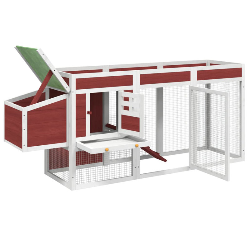Ila Chicken Coop with Chicken Run, Mocha/White