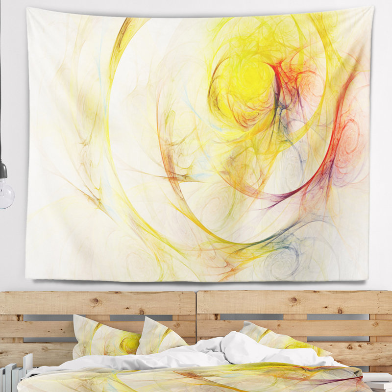 Tapisserie jaune de ciel d'orage, H 78 po x l 92 po