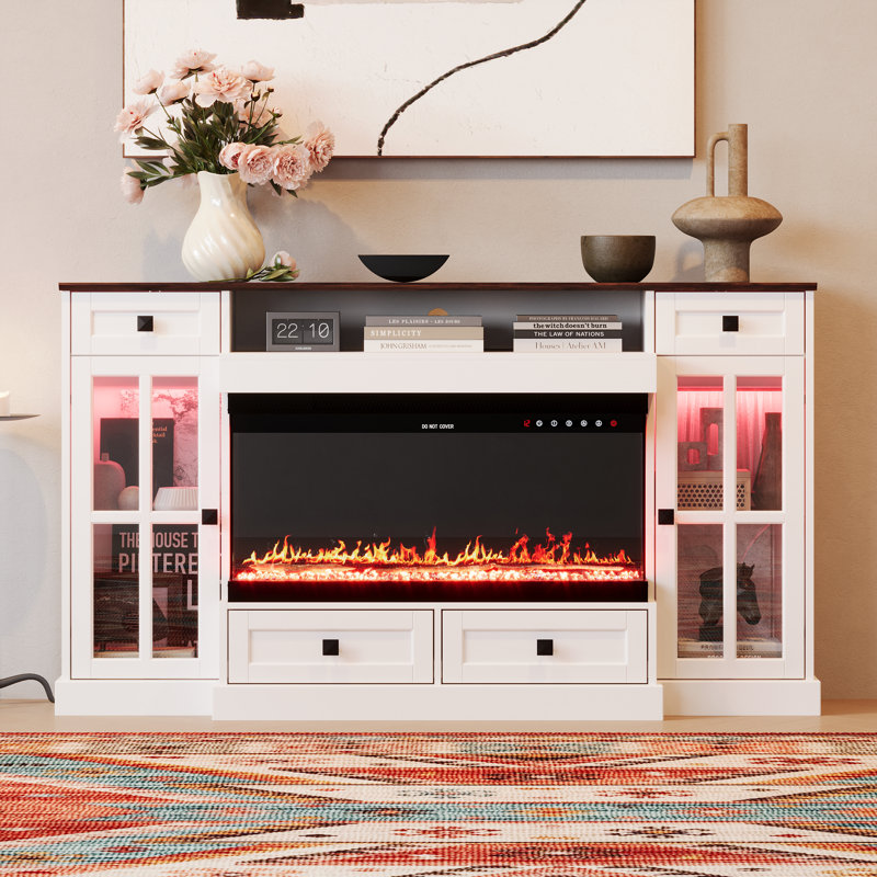 Noblesville Orren Ellis 55.3 " W White Electric TV Stand